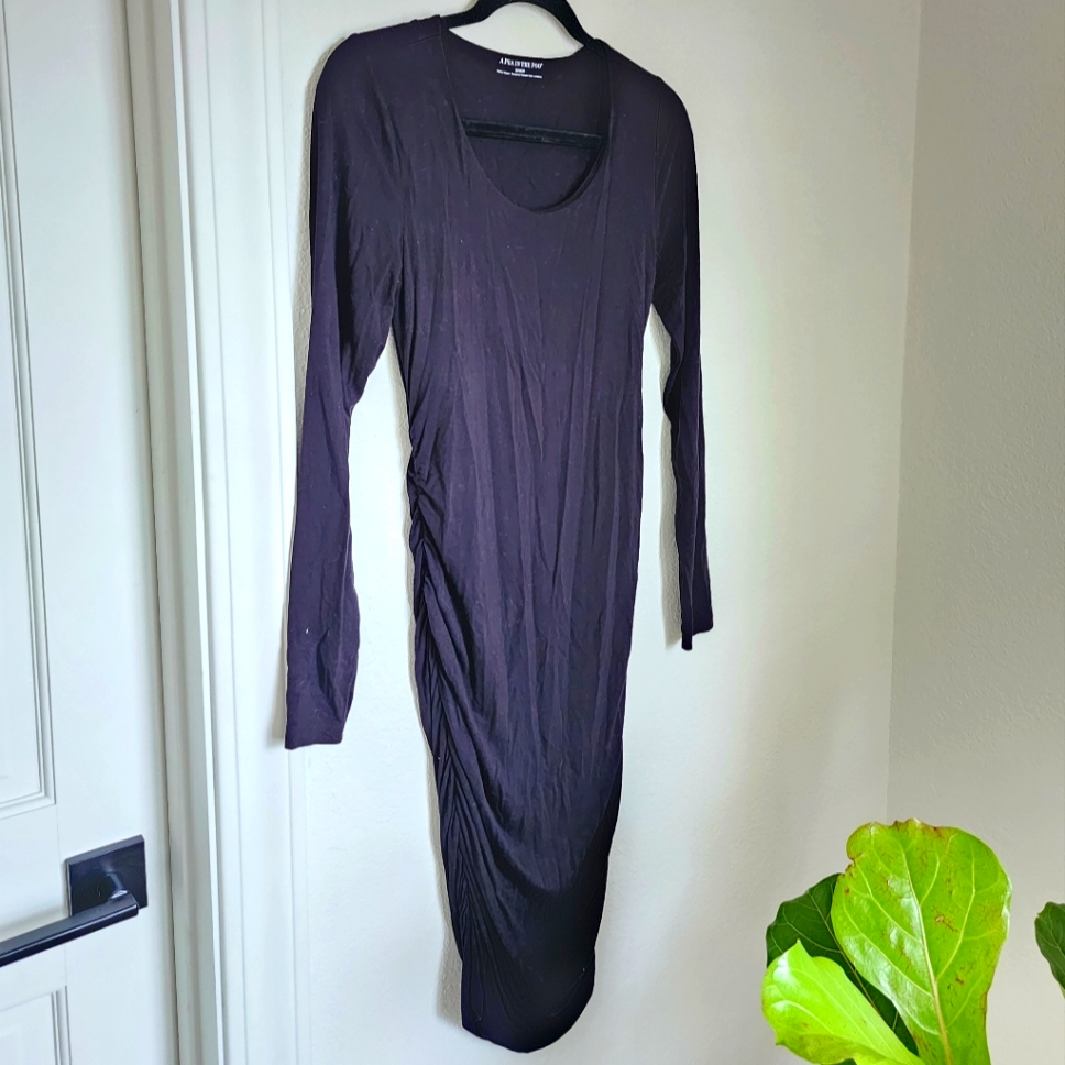 A Pea In The Pod Black Midi Maternity Dress